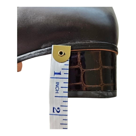 Brighton Classic Leather Shoes Brown with Silver Detail and Croc Detail Size 8.5 - Picture 2 of 9